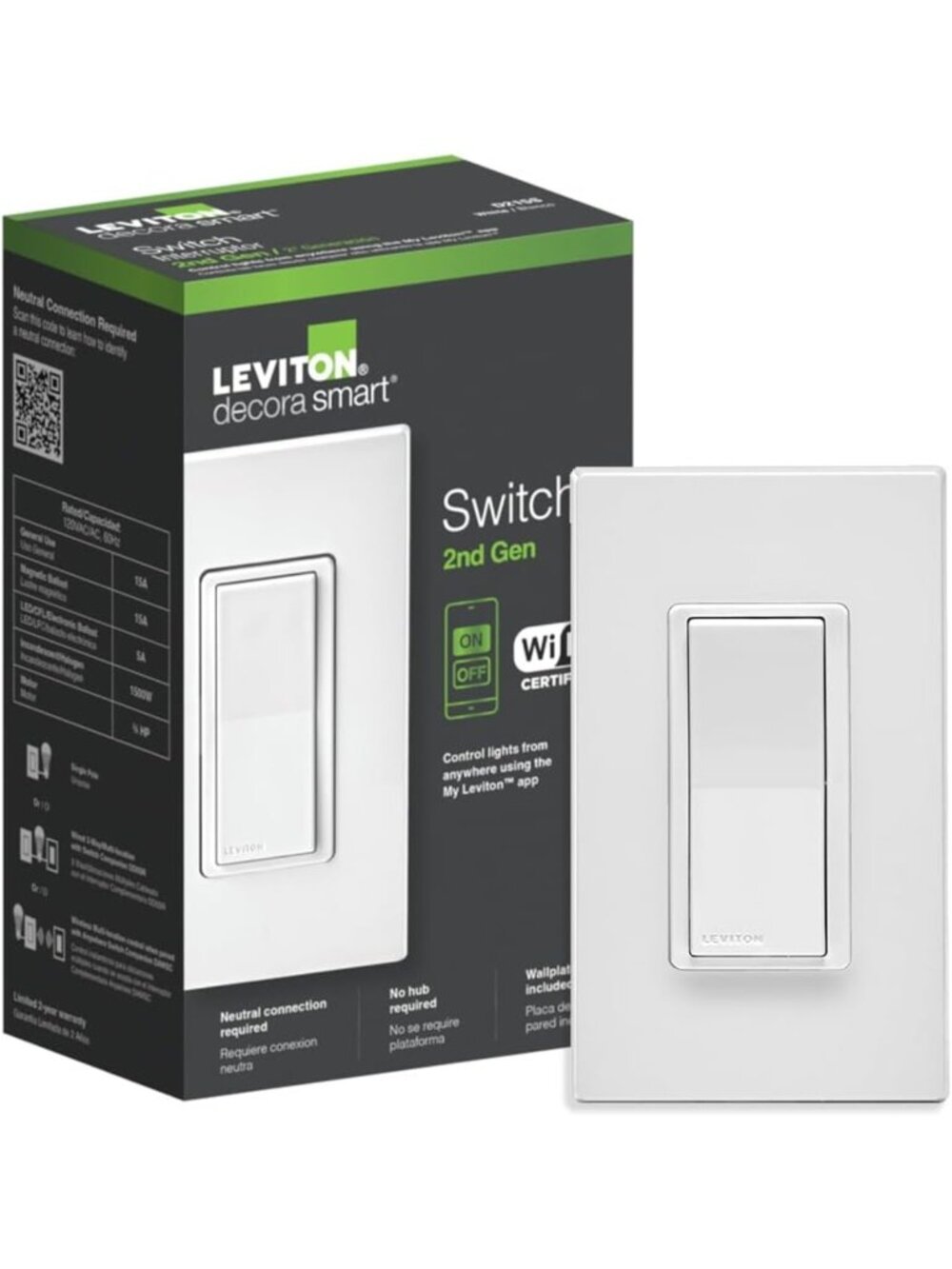 Smart Wi-Fi Light Switch, 2nd Gen, Works with Alexa, Google Assistant & Apple